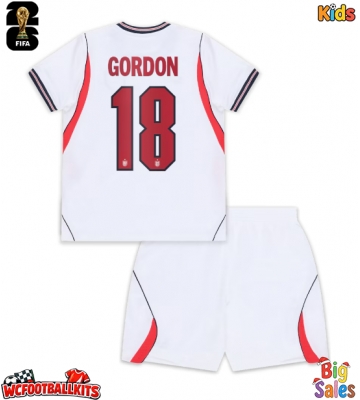 England Anthony Gordon #18 Replica Home Stadium Kit for Kids World Cup 2026 Short Sleeve (+ pants)